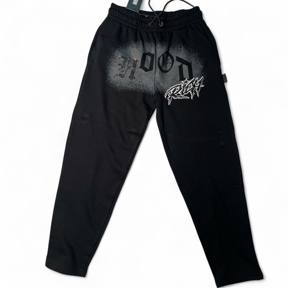 Sz Medium hoodrich joggers black rhymestone